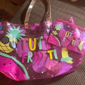 COPY - Vintage Tutti Fruity Too Faced Cosmetics 🍉 🍎 Tote w/Matching Cosmetic Bag